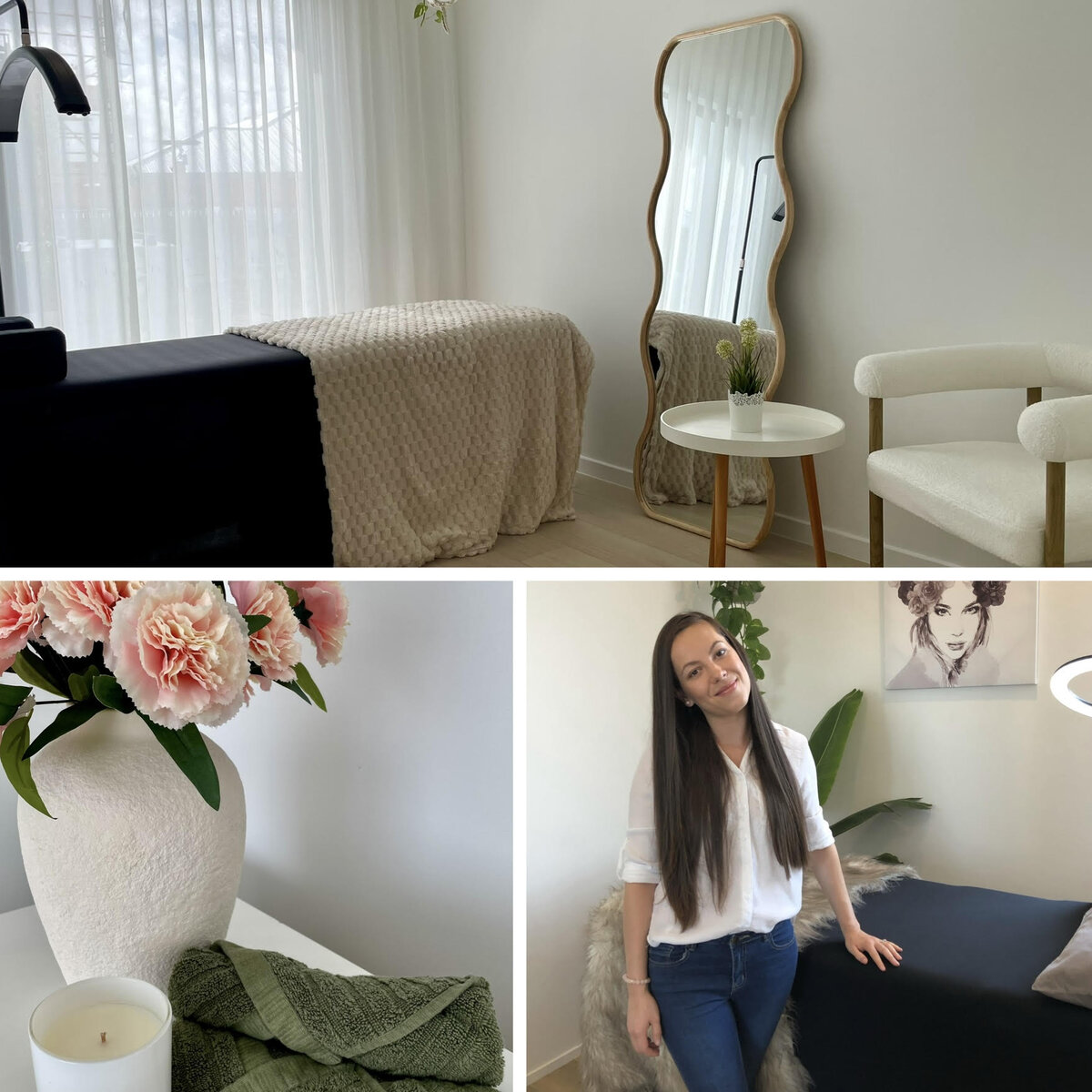Eyelusion studio interior with Kate, the lash artist, in Nirimba, Sunshine Coast